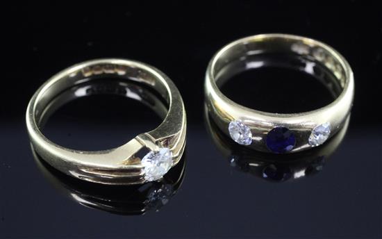 2 x gold and diamond rings